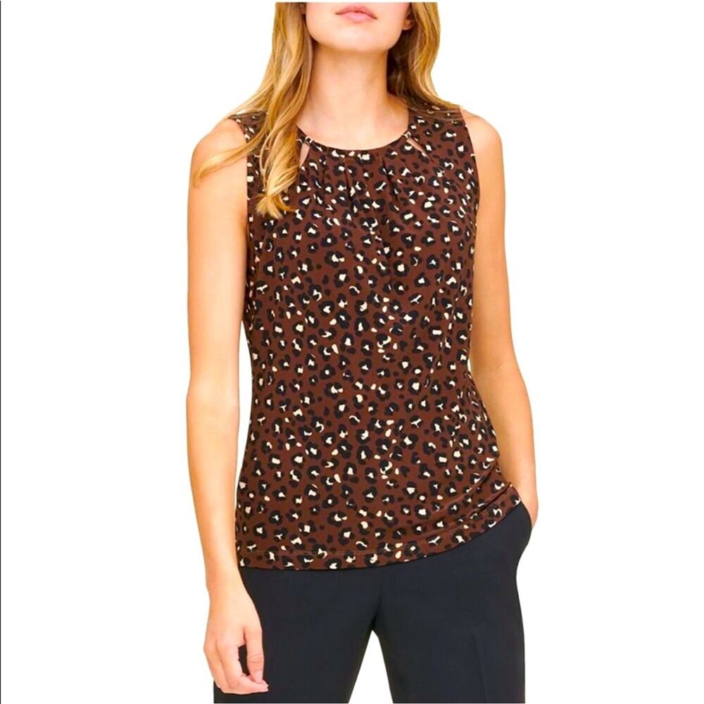 NWOT Tommy Hilfiger Pleated Animal Print Top Size Small